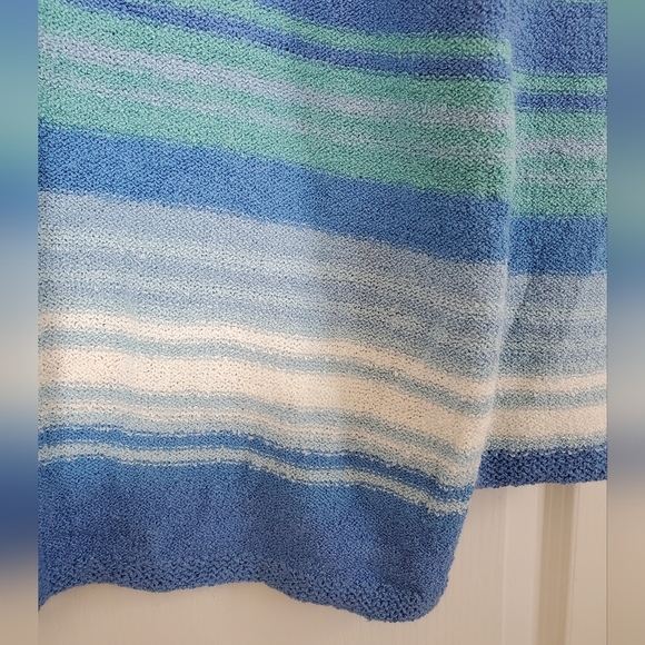 Susan Bristol Fish Beaded Hand Embroidered Shells Colorful V-NeckSweater, Large - Picture 11 of 11